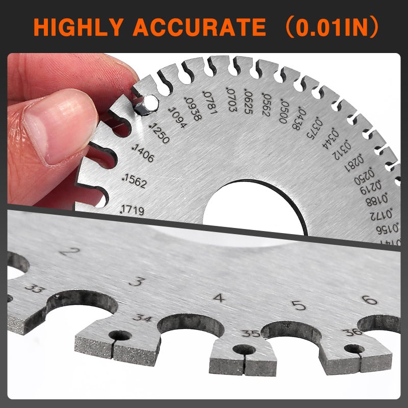 ZeeDix Wire Gauge Measuring Tool (2 Pcs) - Round Dual Sided Metal Sheet Gage & Metal Sheet Thickness Gauge, Stainless Sheet Wire Size Chart & Welding Measurement Tool - Image 3